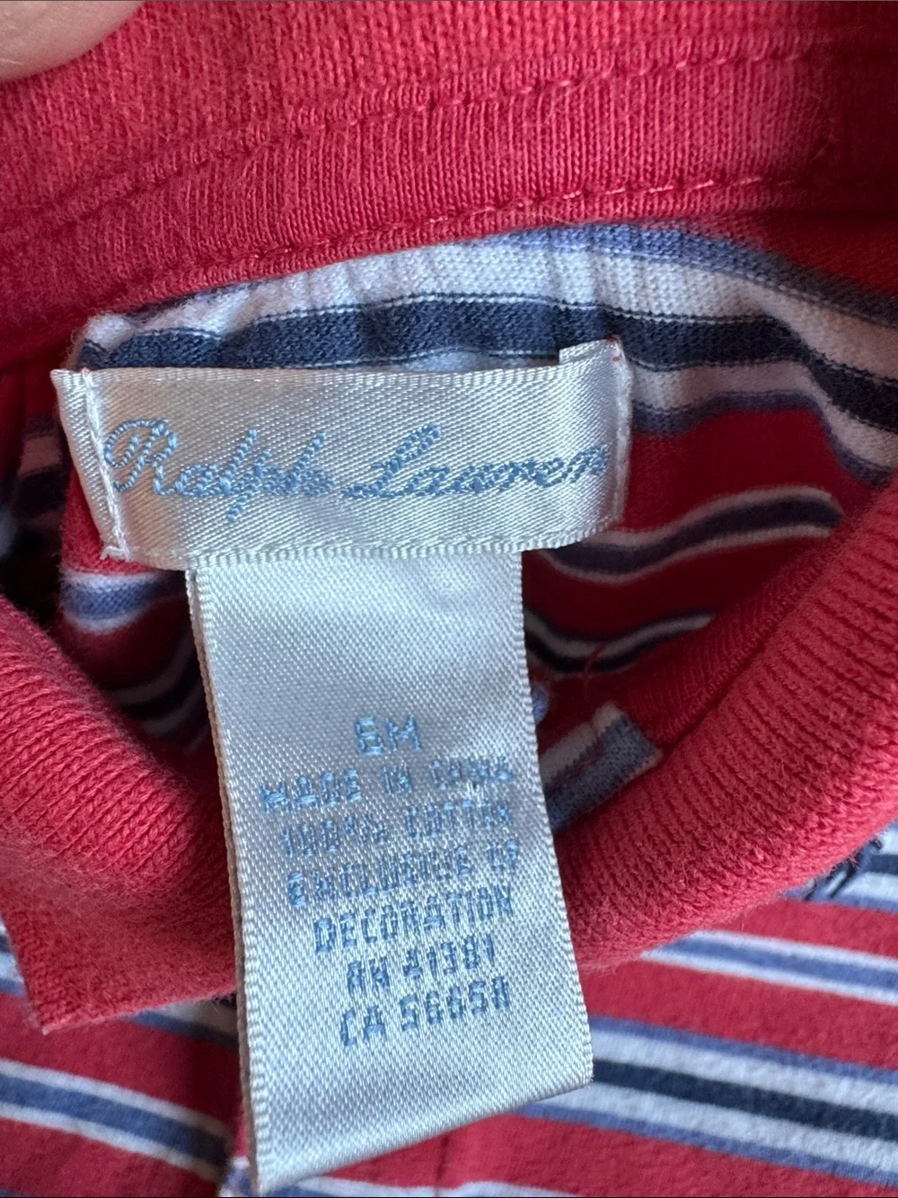 Ralph Lauren Baby - Red, Navy & White Striped Polo Shorts Romper size 6M